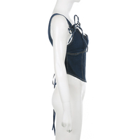 Blue Denim Corset Bandage Tank Top - Thumbnail 6
