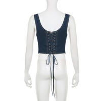 Blue Denim Corset Bandage Tank Top - Thumbnail 7