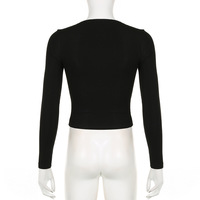 Black Bow Square Collar Long Sleeve Shirt  - Thumbnail 6
