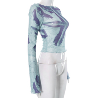 Starfish Mesh Graphic Print Flare Long Sleeve Shirt  - Thumbnail 7