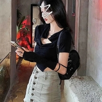 Heart Hollow Out Short Sleeve Shirt - Thumbnail 3