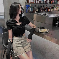 Heart Hollow Out Short Sleeve Shirt - Thumbnail 7