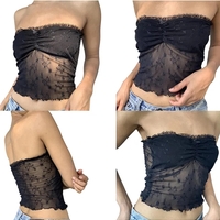Black Flower Embroidery Lace Tube Top - Thumbnail 4