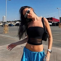 Black Mesh Tube Top - Thumbnail 1