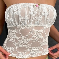 White Flower Lace Tube Top  - Thumbnail 1