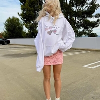 Sweet White Heart Locket Print Hoodie - Thumbnail 1