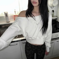 Bow Rhinestone Off Shoulder Sweater  - Thumbnail 2