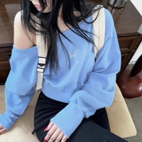 Bow Rhinestone Off Shoulder Sweater  - Thumbnail 3