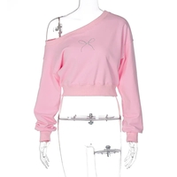 Bow Rhinestone Off Shoulder Sweater  - Thumbnail 7