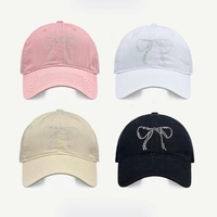 Bow Ribbon Rhinestone Baseball Cap  - Thumbnail 1
