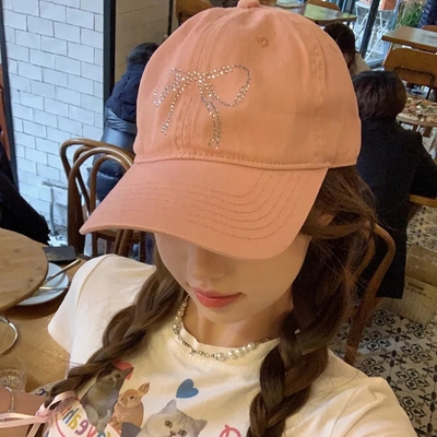 Bow Ribbon Rhinestone Baseball Cap 
