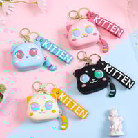 Cute Kitten Cat Purse Silicon Cartoon Keychain - Thumbnail 3
