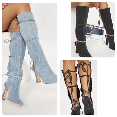 Denim Strap  Boots-TD