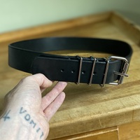1.75" wide Functional Black Leather Belt w/ 3-keepers - Thumbnail 5