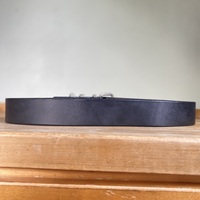 1.75" wide Functional Black Leather Belt w/ 3-keepers - Thumbnail 8