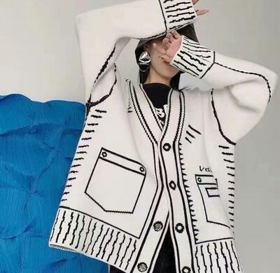 Graffiti Knitted Cardigan Jacket