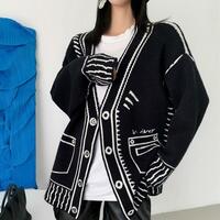 Graffiti Knitted Cardigan Jacket - Thumbnail 4