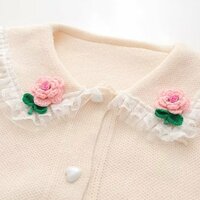 Chic Floral Lapel Knitted Sweater Cardigan - Thumbnail 5