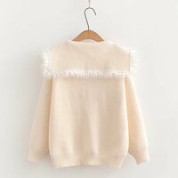 Chic Floral Lapel Knitted Sweater Cardigan - Thumbnail 4