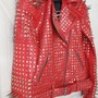  Classy Red Emo Style Leather Gothic Studded Jacket with Silver Studs and Spikes-2