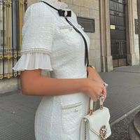 Casual Short Sleeve White Dress - Thumbnail 1