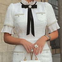 Casual Short Sleeve White Dress - Thumbnail 2