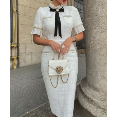 Casual short sleeve white dress