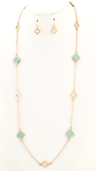 Crystal Clover Necklace Set