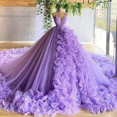 Wedding dresses with train prom dress，1633