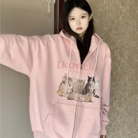 Kitten Print Zip Up Jacket  - Thumbnail 1