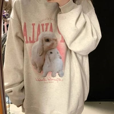Rabbit print crew neck sweatshirt 