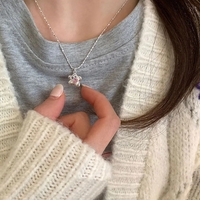 Pink Rhinestone Crystal Star Pendant Necklace  - Thumbnail 2