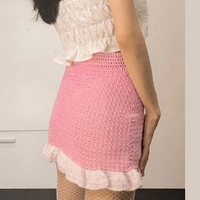 Black & Pink Knit Bow Splice Mini Skirt  - Thumbnail 2