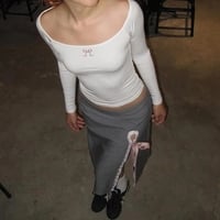 Grey Lace Bow Side Split Midi Skirt  - Thumbnail 2