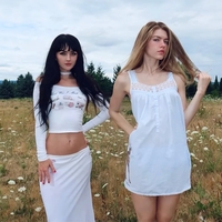 Girly Girl Print One Shoulder Long Sleeve Crop Top  - Thumbnail 3