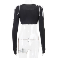 Bow Knit Square Neck Long Sleeve Top - Thumbnail 4