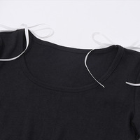 Bow Knit Square Neck Long Sleeve Top - Thumbnail 5