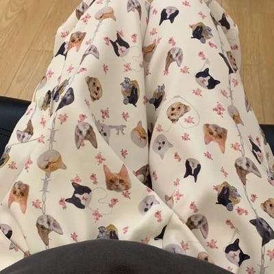 Cat dog animal print wide leg cargo pants 