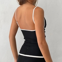 2PCS Black Patchwork Bow Tank Top + Pleated Mini Skirt  - Thumbnail 3