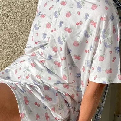 2pcs floral oversized pajama set