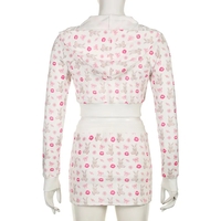 2PCS Rabbit Print Tracksuit Hoodie + Mini Skirt Set - Thumbnail 7