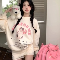 Cat Question Mark Graphic Print Loose Sweatshirt  - Thumbnail 3