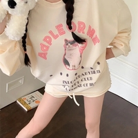 Cat Question Mark Graphic Print Loose Sweatshirt  - Thumbnail 5