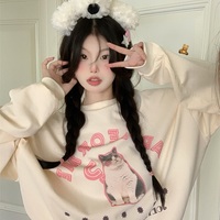 Cat Question Mark Graphic Print Loose Sweatshirt  - Thumbnail 7