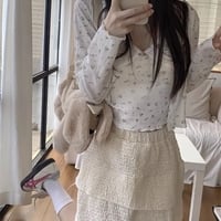 2PCS Floral Crop Top + Cardigan  - Thumbnail 1