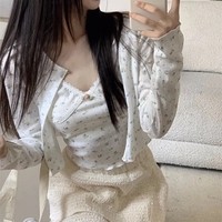 2PCS Floral Crop Top + Cardigan  - Thumbnail 2