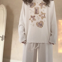 Cat Heart Print Ribbed Long Sleeve Shirt  - Thumbnail 3