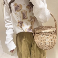 Cat Heart Print Ribbed Long Sleeve Shirt  - Thumbnail 4