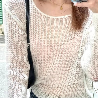 White crochet see through sweater 