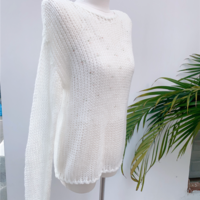 White Crochet See Through Sweater  - Thumbnail 8
